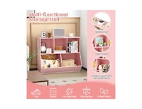 Slickblue Kids 5-Cube Wooden Toy Organizer with Safety Anti-Tipping