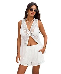 Cupshe Womens In My Soft Era Cover Up Top Shorts