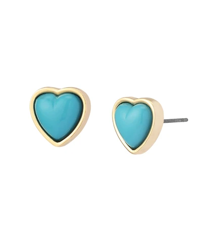 Betsey Johnson Turquoise Cowabunga Heart Stud Earrings