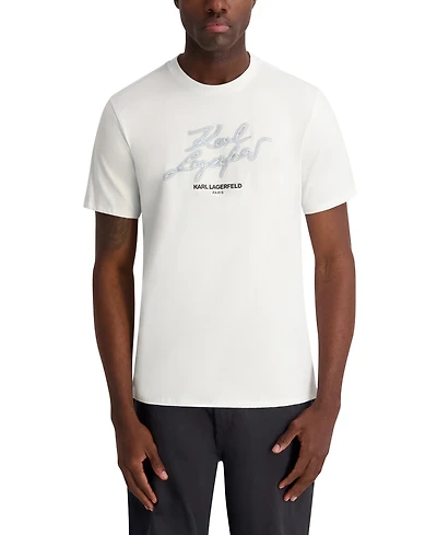 Karl Lagerfeld Paris Men's Regular-Fit Short-Sleeve Embroidered T-Shirt
