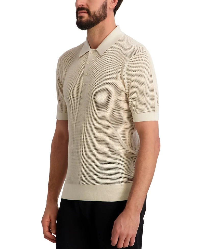Karl Lagerfeld Paris Men's Short-Sleeve Regular-Fit Polo Sweater