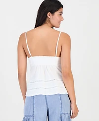 Rebellious One Juniors' Lace Trim Cotton Sleeveless Top