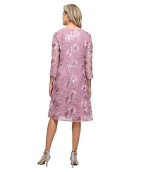 Alex Evenings Women's Zipper Boat Neck Jacket Dress