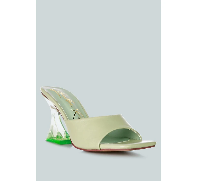 Womens Sweet16 Clear Spool Heel Sandals