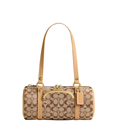 Coach Barrel Kisslock Small Signature Jacquard Slim Shoulder Bag