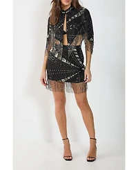 Nasty Gal Women's Panelled Tassel Sequin Mini Skirt