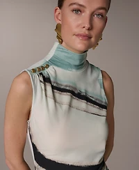 Donna Karan New York Petite Sleeveless Mock Neck Top