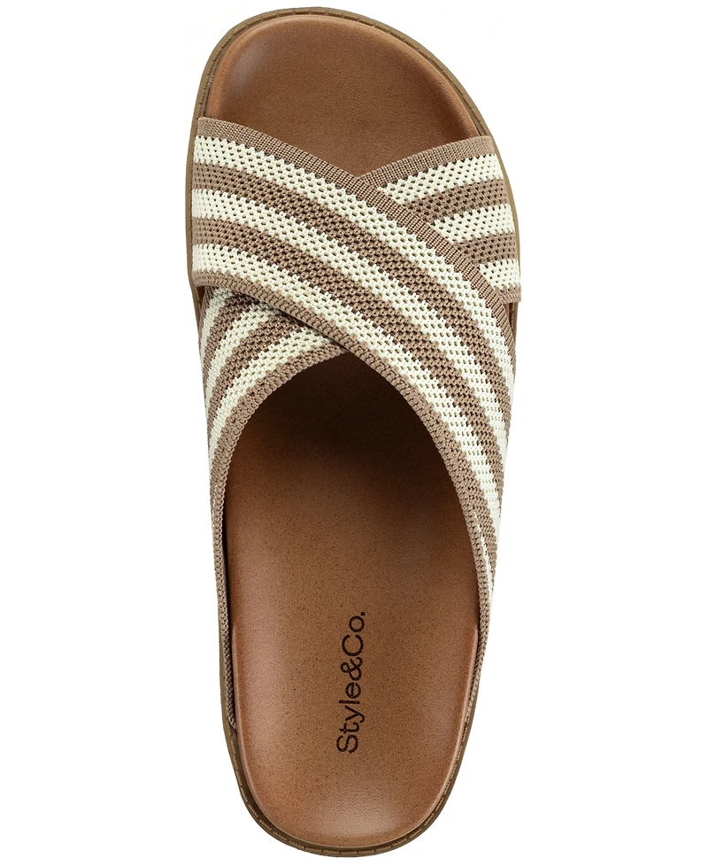Style & Co Women's Roryy Knit X-Band Footbed Sandals, Macy's Exclusive