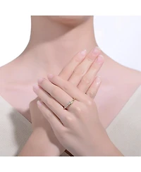 14k Yellow Gold Plated with Cubic Zirconia Bypass Stacking Ring Sterling Silver