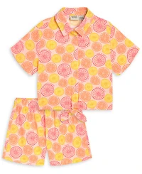 Scotch & Soda Girls' 7-16 Citrus Print Shirt and Shorts, 2-Piece Set