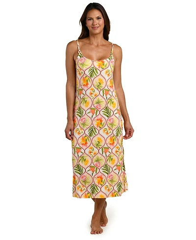 La Blanca Women's Palm Nouveau Scoop Neck Cover-Up Dress