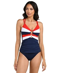 La Blanca Women's Americana Lace-Up Tankini Top