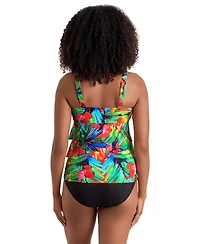 ShapeSolver Women's Printed Tiered V-Neck Tankini Top