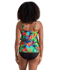 Shapesolver Womens Printed Tiered V Neck Tankini Top Bottoms