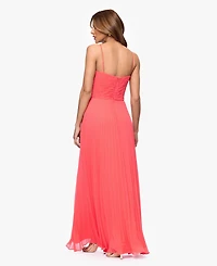 Xscape Women's V-Neck Pleated Sleeveless Gown