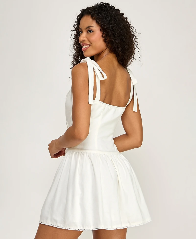 Seni & Cade Women's Tie-Shoulder Square Neck Mini Dress