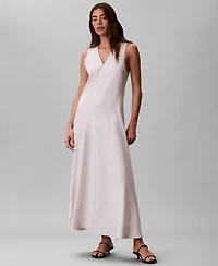 Calvin Klein Women's Tencel Blend Panel V-Neck Midi Dress