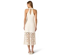 Adrianna Women's V-Neck Crochet Midi Dress