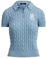 Lauren Ralph Petite Cable-Knit Polo Sweater