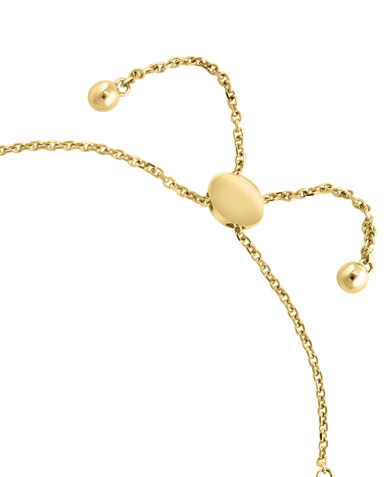 Effy Collection Freshwater Pearl (9 x 7mm), Onyx & Diamond (1/10 ct. t.w.) Bracelet in 14k Yellow Gold