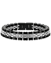 Esquire Men's Jewelry Polished Black and White Hexagon Link Bracelet in Stainless Steel