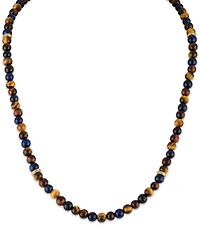 Esquire Men's Jewelry Tigers Eye Bead Necklace in 18k Yellow Gold-Plated Sterling Silver