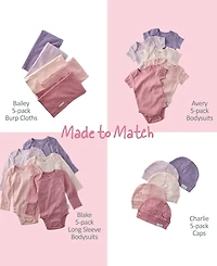 butterblu Baby Boys' or Girls' Short-Sleeve Bodysuit, 5-Pack