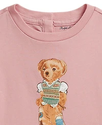 Ralph Lauren Baby Girls' Polo Bear Cotton Jersey Peplum Top