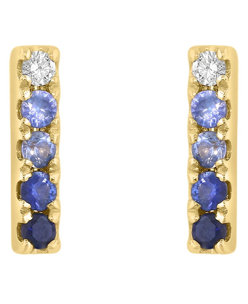 Effy Collection Sapphire (1/3 ct. t.w.) & Diamond (0.02 ct. t.w.) Earrings in 14k Yellow Gold