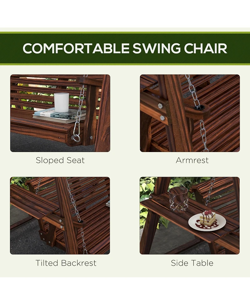 Outsunny 2-Seat Patio Swing Chair, Porch Swing with Sd,