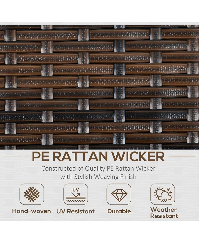 Outsunny 6 Pcs Patio Dining Set All Weather Rattan Wicker Furniture Set with Wood Grain Top Table and Soft Cushions, Beige