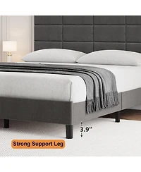 gaomon Bed Frame with Headboard, Linen Upholstered Bed Frames with Solid Wooden Slats Support, No Box Spring Needed