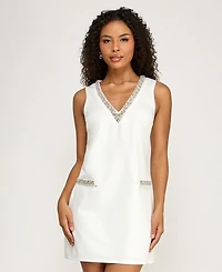 Seni & Cade Juniors' Embellished V-Neck Sleeveless Dress