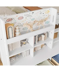 Streamdale Furniture Twin Xl Loft Bed with Multi-Storage Shelves & Curtain