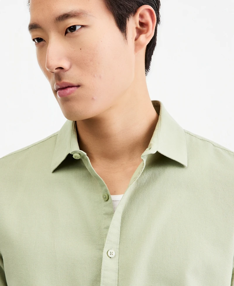 Alfani Men's Short-Sleeve Solid Textured Shirt, Created for Macy's