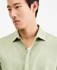 Alfani Men's Short-Sleeve Solid Textured Shirt, Created for Macy's
