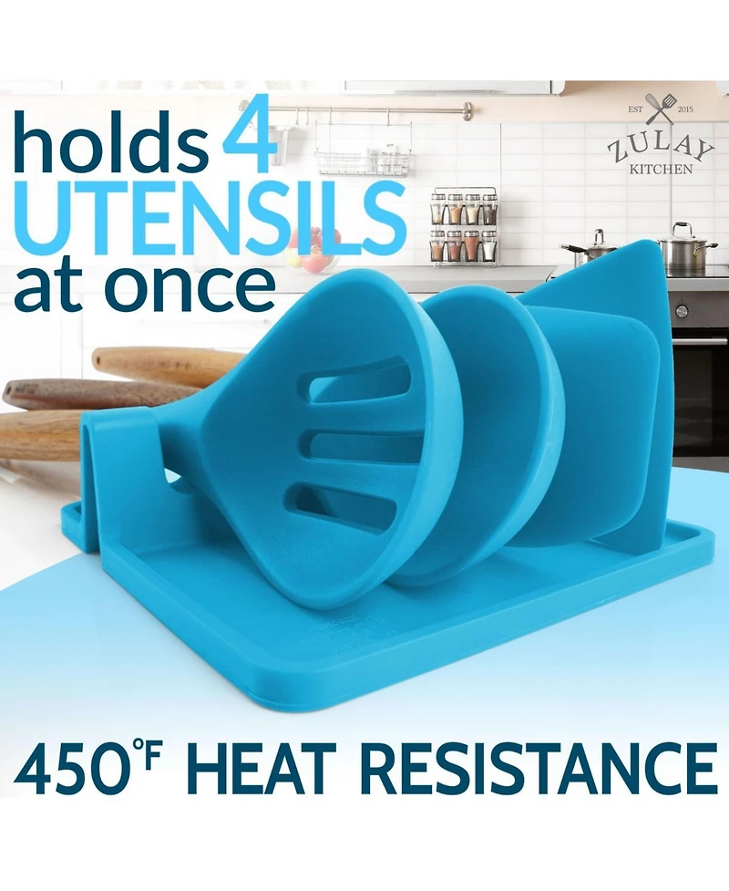 Silicone Utensil Rest with Drip Pad for Multiple Utensils - Kitchen Utensil Holder for Ladles & Tongs