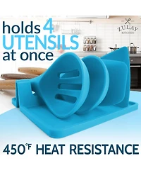 Silicone Utensil Rest with Drip Pad for Multiple Utensils - Kitchen Utensil Holder for Ladles & Tongs