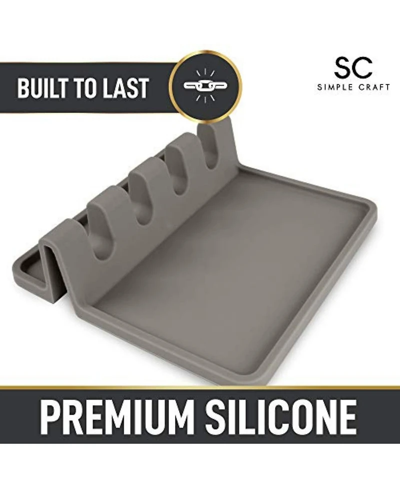 Silicone Utensil Rest with Drip Pad for Multiple Utensils