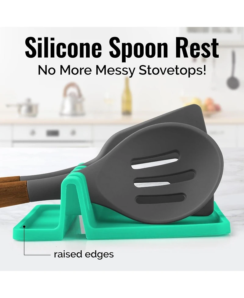 Silicone Utensil Rest with Drip Pad for Multiple Utensils
