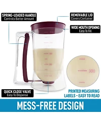 4 Cup Pancake Batter Dispenser with Squeeze Handle - Pancake Dispenser for Batter with Measuring Label