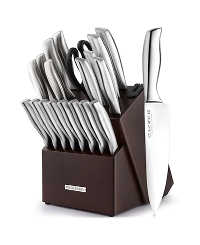 20-Piece Stainless Steel Kitchen Knife Set with Built-in Sharpener