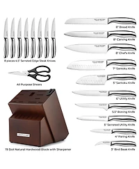 20-Piece Stainless Steel Kitchen Knife Set with Built-in Sharpener