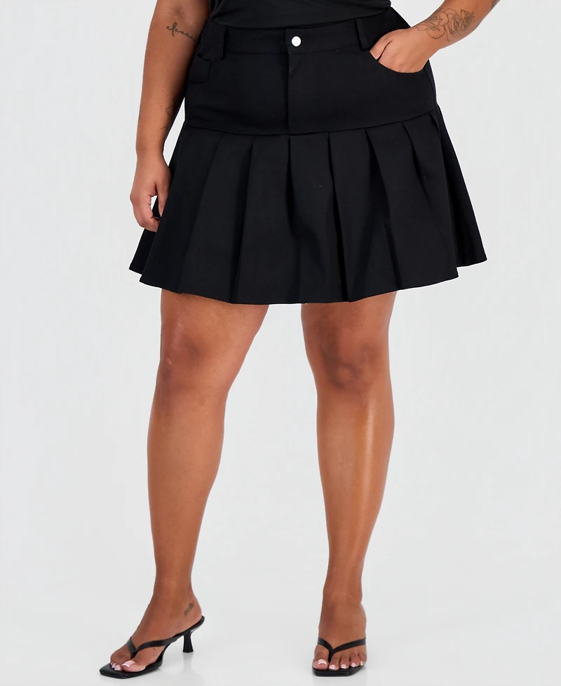 Full Circle Trends Trendy Plus Pleated-Hem Mini Skort