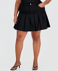 Full Circle Trends Trendy Plus Pleated-Hem Mini Skort