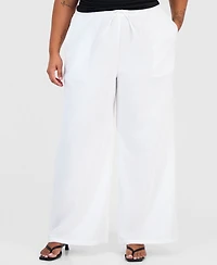 Full Circle Trends Trendy Plus Drawstring-Waist Wide-Leg Pants