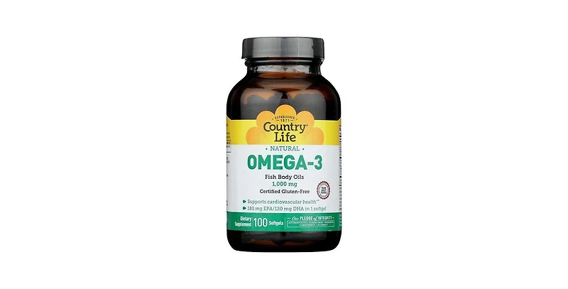 Country Life Omega 3 Fish Body Oils, 1000 Mg, 100 Sftgls