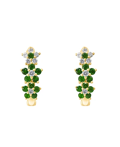 Lali Jewels Emerald (1/3 ct. t.w.) & Diamond (1/8 ct. t.w.) Extra-Small Hoop Earrings in 14k Yellow Gold, 0.15"
