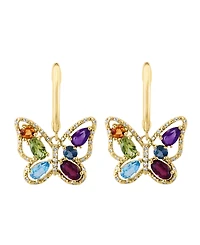 Lali Jewels Gemstone & Diamond (1/5 ct. t.w.) Butterfly Drop Earrings 14k Gold or Rose