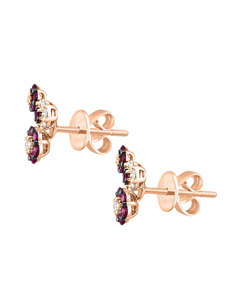 Lali Jewels Sapphire (1/2 ct. t.w.) & Diamond (1/5 Flower Cluster Stud Earrings 14k White Gold (Also Available Ruby)